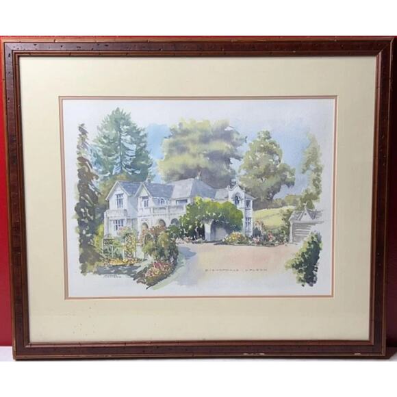 “Bishopdale – Nelson” Original Watercolor by James Borrow- Framed NZ Residence